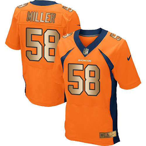 Nike Broncos #58 Von Miller Orange Team Color Men's Stitched NFL New Elite Gold Jersey - Click Image to Close